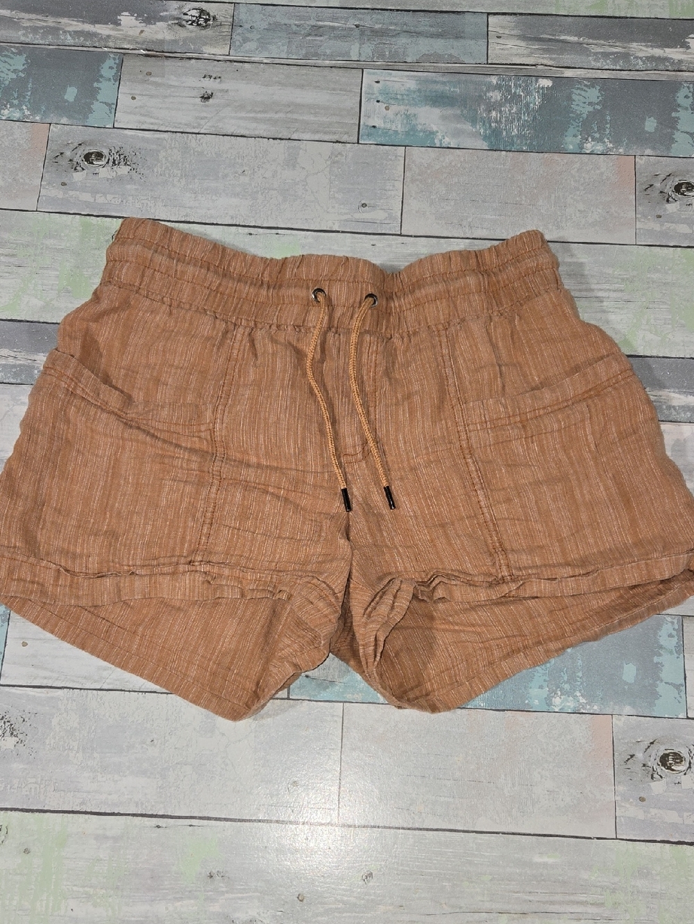Athleta Cabo Linen Textured 4" Short Sz 8 Elastic Waist